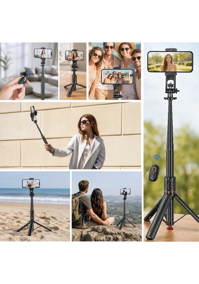 130 Cm Uzayabilen Manyetik Kumandalı Tripod Ve Ayarlanabilir Telefon Tutuculu, Alüminyum Gövdeli Sel