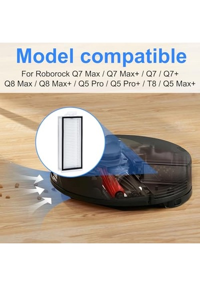 Hepa Filtre İçin Roborock Q7 Max/ Q7 Max+/ Q7/ Q7+/ Q8 Max/ Q8 Max+/ Q5 Pro/ Q5 Pro+/ T8 Robot Elektrikli Süpürge Yedek Parça, Filtre Yıkanabilir Ve Tekrar Kullanılabilir, Daha Güçlü Emiş