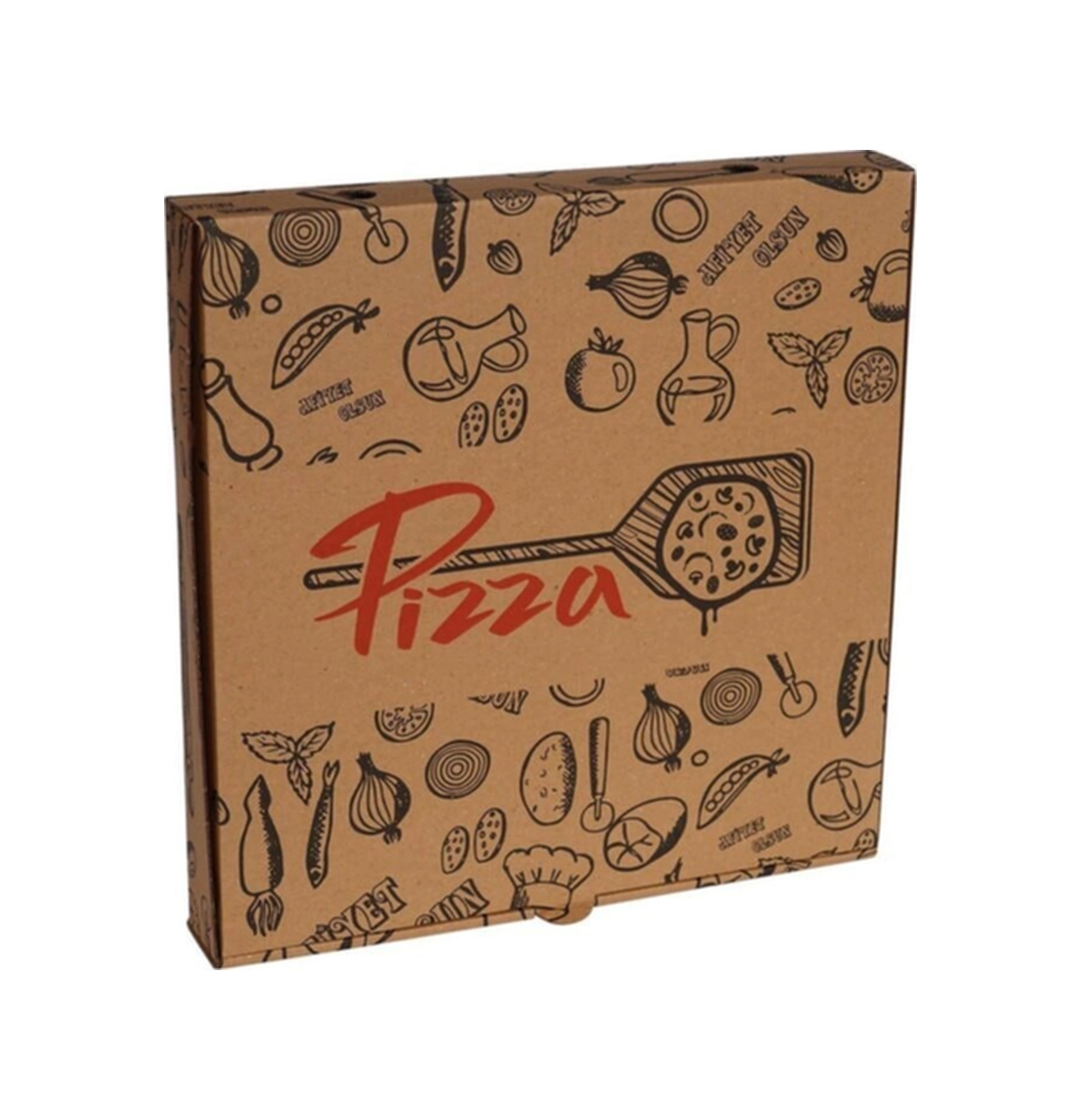 Mix Baskılı Pizza Kutusu 33 Cm 33x33x4 Cm - 500 Adet