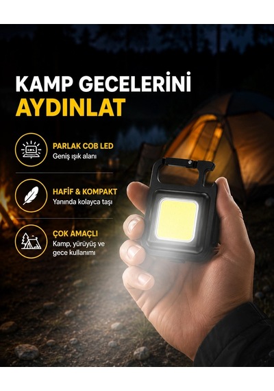 Mey İthalat Usb Type-c Şarjlı Mini Fener Manyetik, Katlanabilir Ve Şişe Açacaklı Tasarım Yeni Nes Çok Renkli