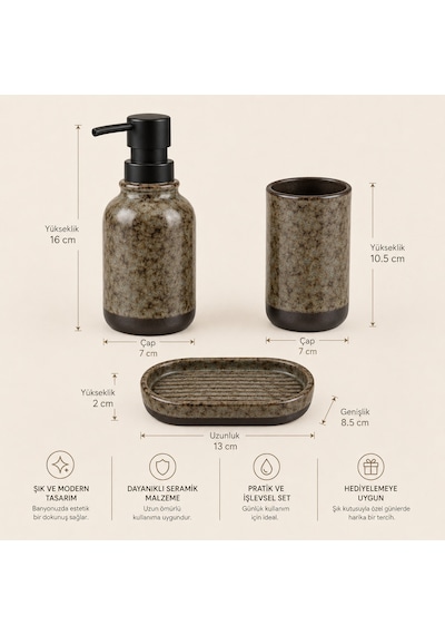 The Voguemaxima Silex Mat Dokulu Seramik Sıvı Sabunluk Gri 250 Ml 7x16 Cm