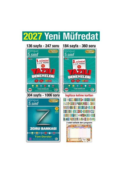 5. Sınıf 2027 Yazılı Denemeleri 1. 2. Dönem Zoru Bankası Tüm Dersler Seti