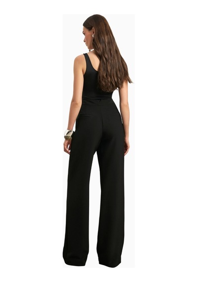 Because Of Alice Effortless Wide Leg Trousers Geniş Paça Dökümlü Kadın Pantolon Siyah