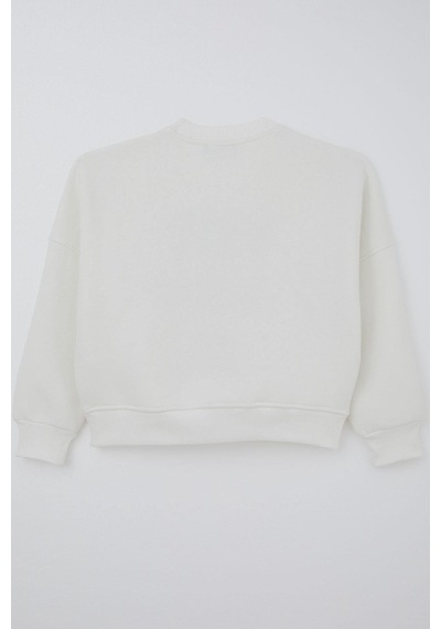 Locoloco Kız Çocuk Sweatshirt You And Me Yazı Nakışlı 9-14 Yaş, Ekru Ekru