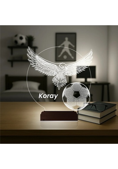 Luvivia Kartal Top Futbol Taraftar Hediye Kişiye Özel 3d Lamba - Masa Gece Lambası