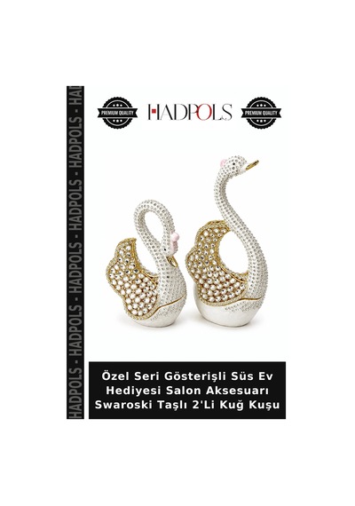 Özel Seri Gösterişli Süs Ev Hediyesi Salon Aksesuarı Swaroski Taşlı 2'li Kuğ Kuşu