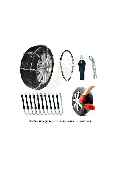 Mefsa Zincir Çektak 10lu Gergi Lastikli 12mm Zincirli