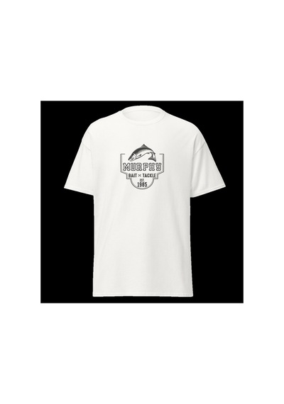 Wildstyle Murphys Bait Tackle Vintage Balıkçılık Olta Balıkçı Baskılı Unisex Bisiklet Yaka Pamuklu Tişört Beyaz