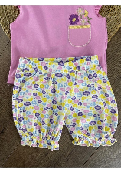 Bebicix Bandanalı Şortlu İkili Takım Pembe