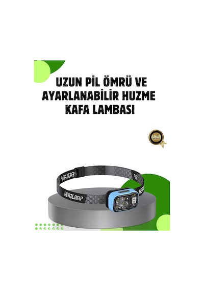 53 Modlu Süper Parlak Led Kafa Lambası Type C Şarjlı Güç Göstergeli Renkli