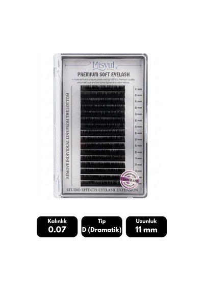 Misyul 0.07d Dramatik Kıvrım 11 Mm Soft Eyelash Doğal İpek Kirpik 16'lı