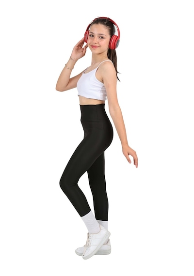 Erdem Kıds Kız Çocuk Yüksek Bel, Koşu, Yürüyüş, Casual, Spor, Atletik, Egzersiz, Fittness Tayt Siyah Siyah