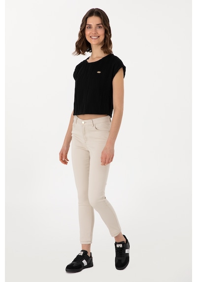 U.S. Polo Assn. Kadın Siyah Crop Bisiklet Yaka Tişört 50299812-VR046