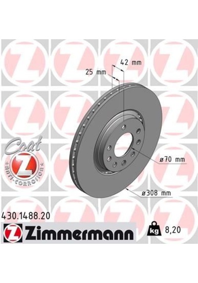 Zımmermann Ön Fren Aynası Astra H-zafıra B-merıva A-b-corsa D-e-adam-astra G-vectra B 308x25x5dlxhavalı 16 İnç 430.1488.20 95526651 9194477 569061 9184405
