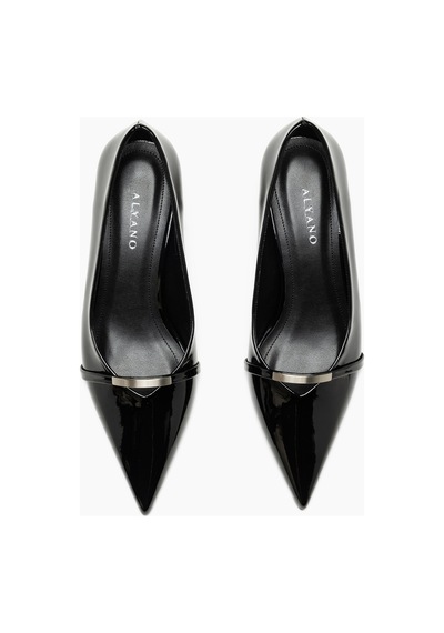Babs Siyah Rugan Tokalı Kadın Topuklu Stiletto Ayakkabı