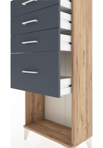 Hyperion Dolap 4 Çekmeceli 60x44x134 Çam-antrasit Atlas Çam