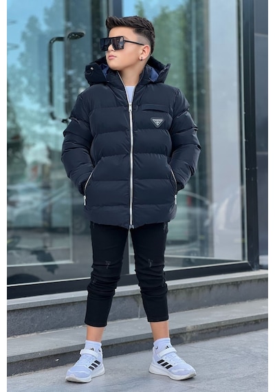 Pina Kids Erkek Çocuk Çıkarılabilir Kapüşonlu Su Geçirmez Nova Kışlık Mont Km4012 Lacivert