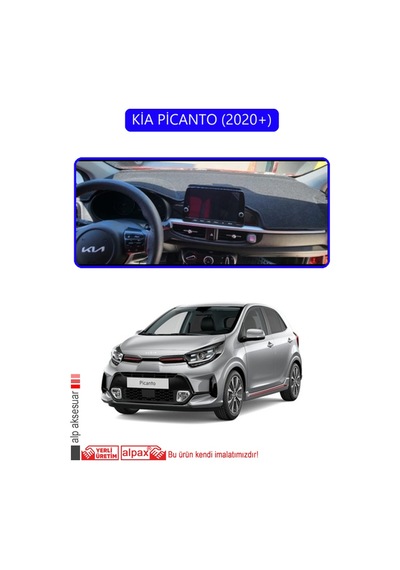 Kia Picanto 2020+torpido Koruma Halısı Mavi Kenar