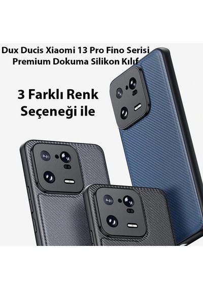 Hepsi Dux Ducis Xiaomi 13 Pro Fino Serisi Premium Dokuma Silikon Kılıf- 5775 Najmaddin Siyah