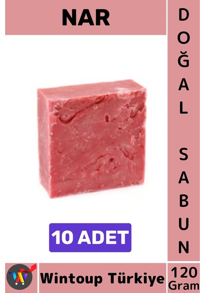 Katısabun %100 Doğal Bitkisel El Yüz Saç Vücut Cilt Organik Nar Sabunu 120 Gram 10 Adet Karışık