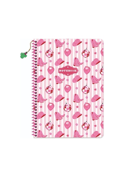 Keskin A4 Kareli Spiralli Charmlı Kovboy Defter - Pembe Çok Renkli