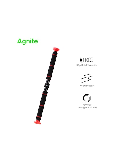 Agnıte Ayarlanabilir Kapı Barfiks Demiri 80-130 Cm Ev Tipi Fitness Kırmızı