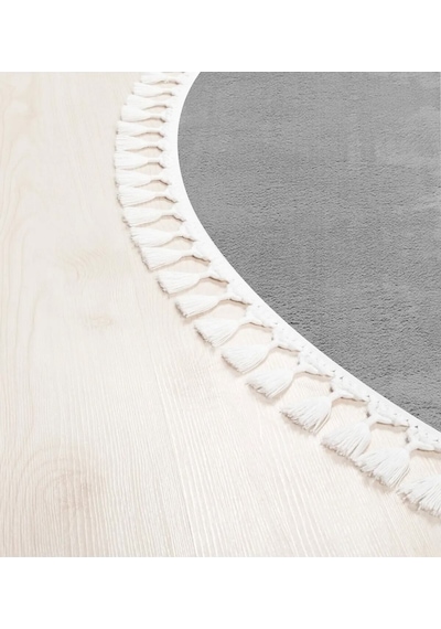 Valeryhome Vl Comfort Peluş Halı Beyaz Düz Saçaklı Açık Gri