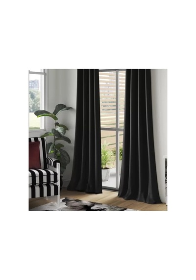 Ayrex Evdepo Home Karartma Blackout Pilesiz Tek Kanat Fon Perde Siyah 140 X 250 Cm Genel