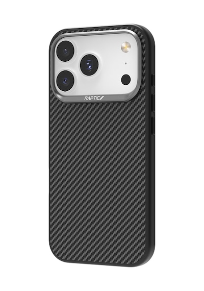 Apple Uyumlu iPhone 17 Pro Kılıf M-safe Şarjlı 600d Metal Kamera Çerçeveli Raptic Aramid Fiber Serisi Kapak Siyah
