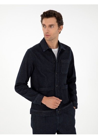 Cacharel Koyu Lacivert Regular Fit Jean Ceket