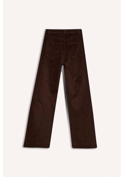 Defacto Wide Leg Fermuarlı Normal Bel Uzun Boy Kadife Pantolon G1221ax25aubn335 Kahve