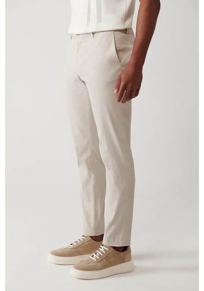 Avva Erkek Bej Yandan Cepli Esnek Kumaşlı Gofreli Pamuklu Lightweight Relaxed Fit Pantolon A41y3202