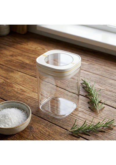 Vakum Kapaklı Kare Cam Erzak Kavanozu - Hava Almaz Şeffaf Mutfak Düzenleyici Bakliyat Ve Baharat Saklama Kabı Akrilik Değildir - 600ml / 900ml / 1200ml Seçenekli 900ml