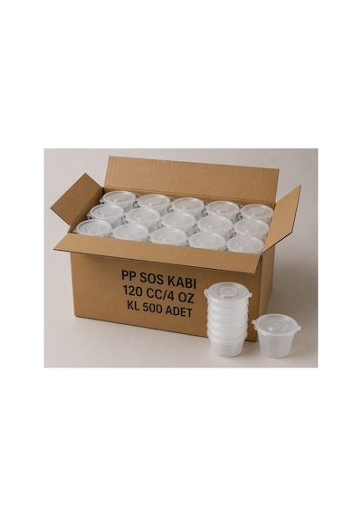 120 Cc Pp Sos Kabı 500 Adet 4 Oz Plastik Sos Kabı Şeffaf - 913505151 Şeffaf
