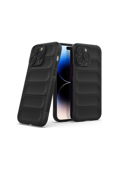 Apple iPhone Uyumlu 14 Pro Kılıf Elde Tutma Kolaylıkla Kaydırmaz Kenar Line Dizayn Optietnik Kapak Siyah