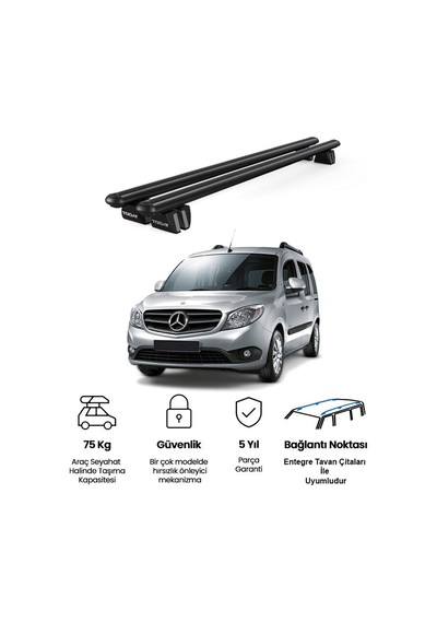 Pençe Mercedes-benz Citan Ara Atkı 2012-2021 Uyumlu Siyah Ara Atkı Port Bagaj Tavan Barı