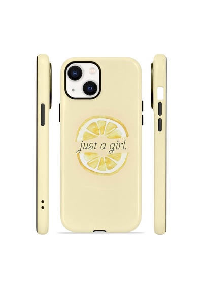 Apple iPhone Uyumlu 15 Vorian Çift Katmanlı Kılıf Just A Girl Lemon