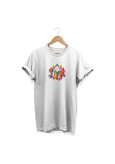 2023 Baskılı Beyaz T-shirt Beyaz