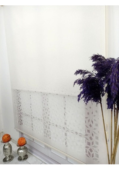 Bbb Lazer Kesim Çift Mekanizmalı Tül Stor Perde Krem Mlt5004 001