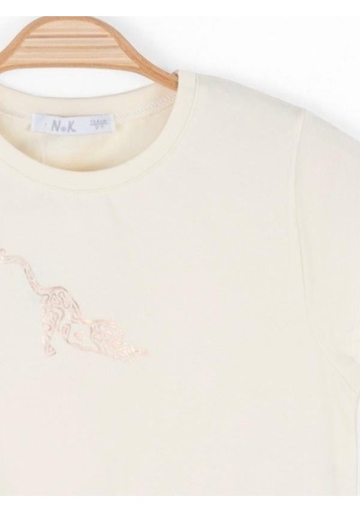 Nk Kids Kız Çocuk Pamuklu Crop Tshirt-15554 Bej