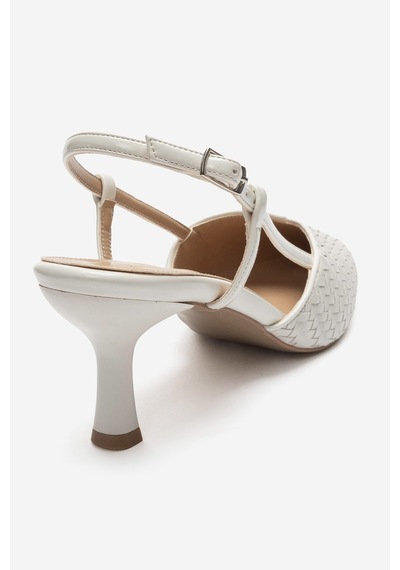 Luvi Shoes Mavero Ekru Örgü Kadın Topuklu Ayakkabı