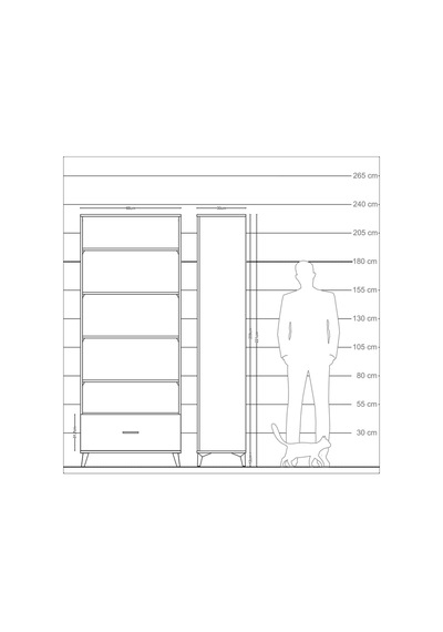 Arges Dolap 5 Raflı Tek Çekmeceli 88x30x221 Çam-antrasit Atlas Çam
