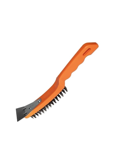 Spatulalı Çelik Tel Fırça 270 Mm Metal Kazıma Temizleme Pas Sökücü Çelik Kıllı El Tipi Nalbur Fırçası Mangal Izgara Temizleyici Kazıyıcı