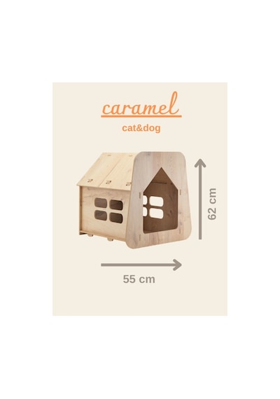 Kedi Köpek Evi Caramel 30 50 Yıkanabilir Kumaş Minder Ve Yatak Dahil