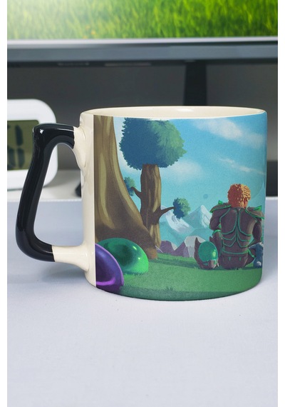 Terraria Baskılı Seramik Lüks Kupa 1 Adet Özel Siyah Kulp Dalga Kulp V1d Çok Renkli