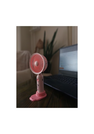 Mini Şarjlı El Fanı Telefon Standlı 3 Kademeli Usb Şarjlı Taşınabilir Fan Pembe