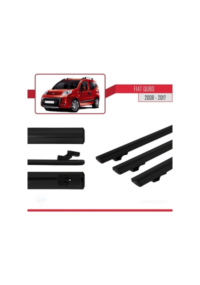 Fiat Qubo 2008-2017 Arası İle Uyumlu Basic Model Ara Atkı Tavan Barı Siyah 3 Adet