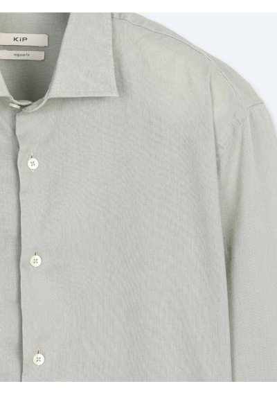Kip Yeşil Regular Fit Uzun Dokuma Casual Pamuk Karışımlı Gömlek