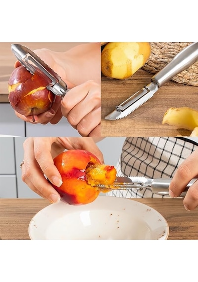Paslanmaz Çelik Sebze Ve Meyve Soyucu, Çift Yönlü Süper Keskin Bıçaklı, Ergonomik Ve Kaymaz Saplı Profesyonel S Diğer