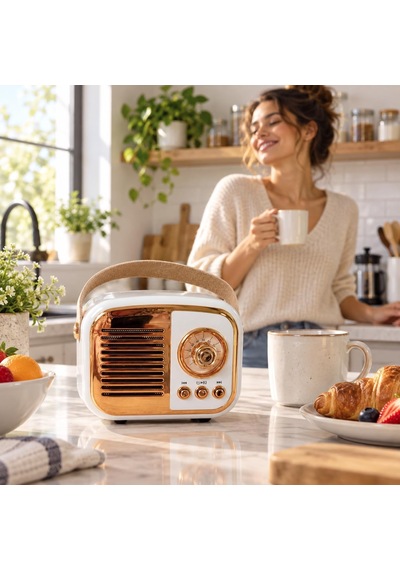 Retro Tasarım Bluetooth Hoparlörlü Radyo Taşınabilir Kablosuz Müzik Çalar, Usb/aux/tf Kart Destekli